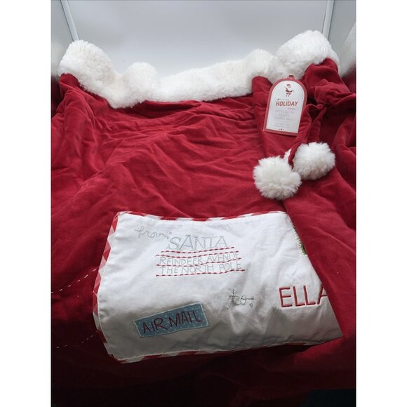 Pottery Barn Ella Letters to Santa Bag Velvet Sack Christmas Stocking 40 X 33 in - Picture 7 of 12